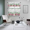 thumbnail image 4 of Spring Pink Roses Kitchen Curtains Sets for Windows 24 Inch Length, Pastoral Eucalyptus Leaves Gray Wooden Rod Pocket Window Treatments Tier Curtains and Valances Set for Bedroom/Bathroom, 4 of 8