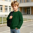 thumbnail image 4 of RUTAYY Boys Sweatshirt Waffle Knit Crew Neck Long Sleeve Cozy Solid Color Casual Pullover, Green, 4 of 6