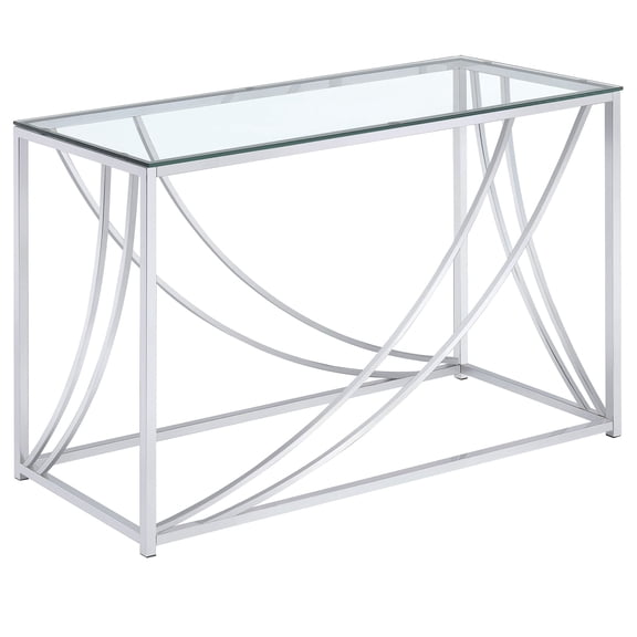 Stonecroft Furniture Contemporary Glass Top Console Table in Chrome