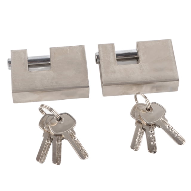 Candado rectangular resistente de 2 piezas, resistente al agua, a prueba de óxido, monobloque con 6 llaves, cerradura protectora para puerta de garaje