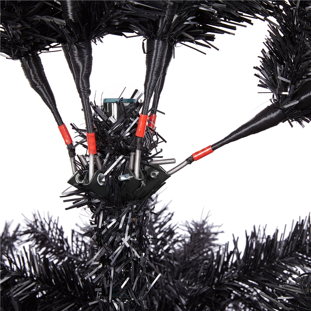 Renwick 7.5' Hinged Spruce Artificial Christmas Tree with Foldable Stand, Black