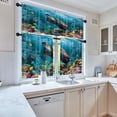 thumbnail image 2 of Sea Turtle Kitchen Curtains Underwater World Window Curtains Valance and Tier Set 36 Inch, Ocean Animal Fish Rod Pocket Short Tier Curtain, Summer Small Curtains for Kitchen Decor, 2 of 6
