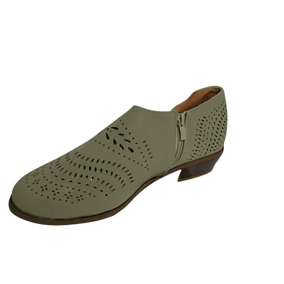 Women Winter Lace Up Flock Casual Fretwork Heels Women's Casual Shoes