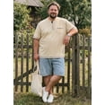 thumbnail image 5 of DARING DIVA Men's Big Tall Contrast Trim Button Down Short Sleeve Shirts 3XL Khaki, 5 of 7