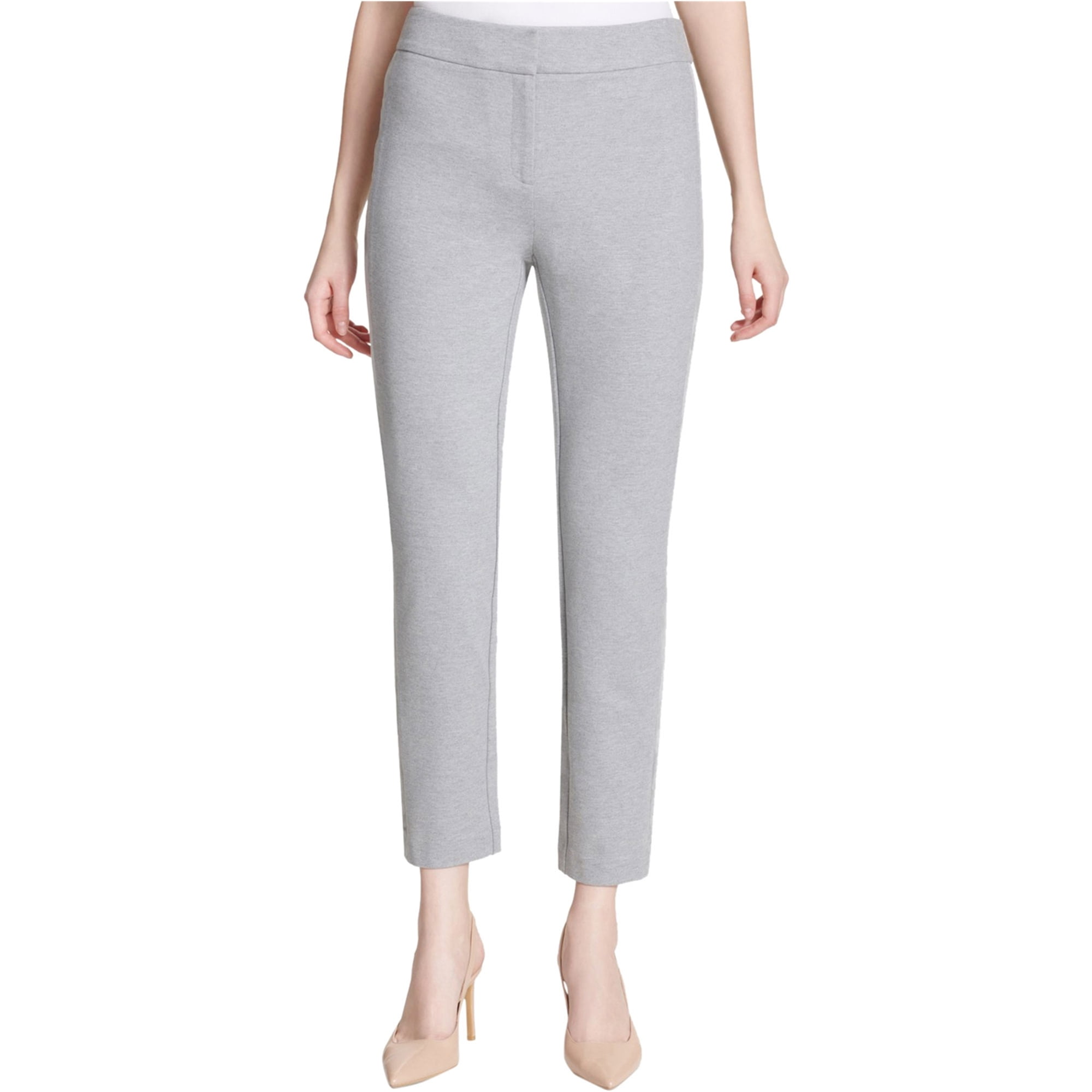 Calvin Klein Womens Faux Leather Dress Pants, Grey, 10 