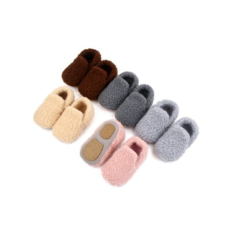 

Infant Autumn Winter Toddler Baby Boy Girl Coral Fleece Crib Shoes Cute Solid Color Anti-slip Prewalker Baby First Walkers