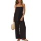 thumbnail image 1 of Set de lino Yanekop de 2 piezas para mujer, trajes de verano, color negro, 1 of 4