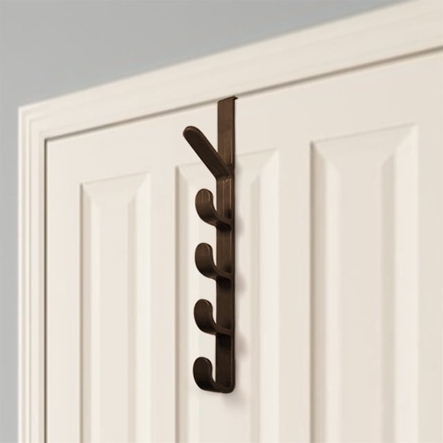 Home Textile Storage Organizer for Door 5-Hook Heavy-Duty Coat Hats Hanger Over-Door Rack for Household Use