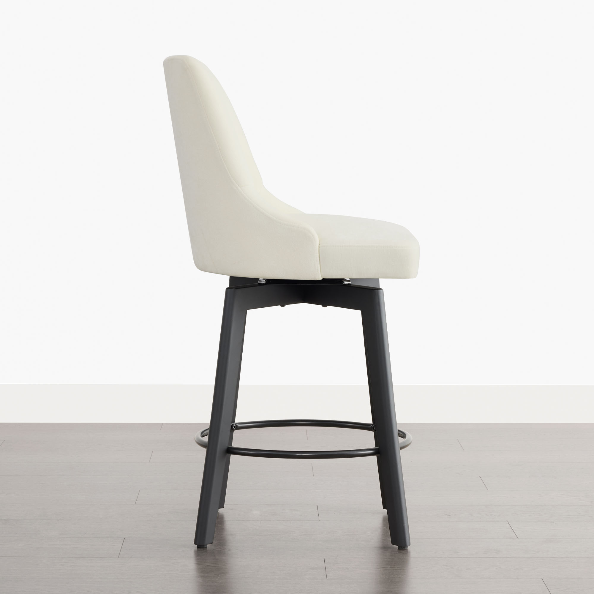 Spruce & Spring Modern Upholstered Swivel Bar Stool with Wide Seat for Kitchen Island or Dining Space Set of 2, Ivory