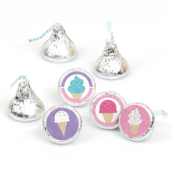 Big Dot of Happiness Scoop Up the Fun - Ice Cream - Sprinkles Party Round Candy Sticker Favors - Labels Fits Chocolate Candy (1 Sheet of 108)