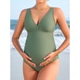 thumbnail image 3 of Sociala V Neck Maternity Swimsuit Ruched Side One Piece Pregnancy Bathing Suits Hollow Out Swimwear, 3 of 8