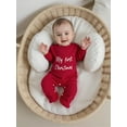 thumbnail image 4 of Spewahor Infant Baby Boys Girls Christmas Romper 0 3 6 12 Months Letter Print Long Sleeve Round Neck Footed Jumpsuit, 4 of 9