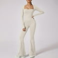 thumbnail image 2 of Lenpel Jumpsuit for Women Long Sleeve Square Neck Slim Flare Leg Workout Yoga Rompers Bell Bottom Bodysuits, 2 of 7