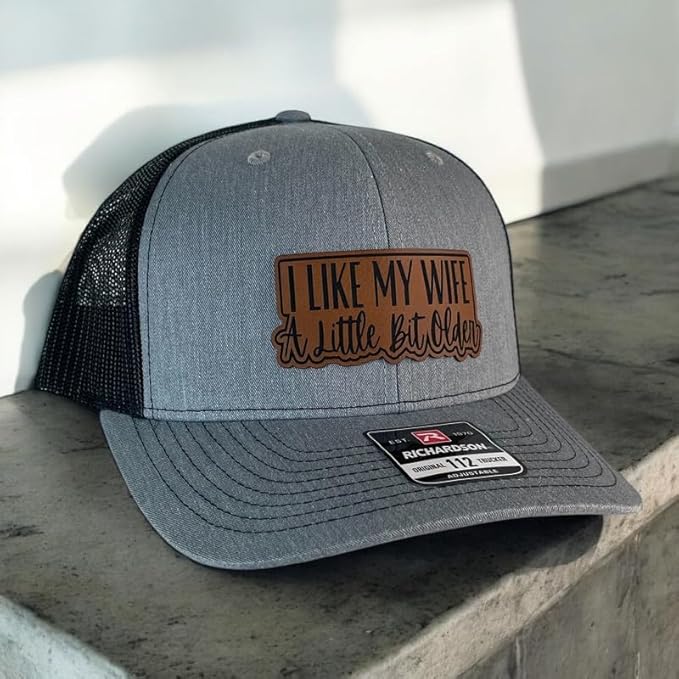 Mars NY I Like My Wife A Little Bit Older hat Funny Trucker Daddy Hat (Heather)