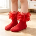 thumbnail image 2 of Abcomgle Girls Big Ruffle Socks Soft Cute Classic Toddler | Colorful Double Lace Frilly Cotton Dress Sock for Kids Daily School Party Birthday Breathable Lightweight Comfy Gift Red, 2 of 7