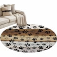 thumbnail image 2 of Round Area Rug 3 Ft, Cute Dog Claws Washable Non-Slip Circle Carpet for Living Room/Bedroom, Farmhouse Brown Grey Wooden Puppy Pawprints Low-Profile Small Floor Mats Collection Rugs for Indoor, 2 of 7