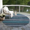 thumbnail image 6 of Addison Rugs Chantille Indoor/Outdoor Transitional Stripes Teal Machine Washable Round Rug, 8' x 8', 6 of 7