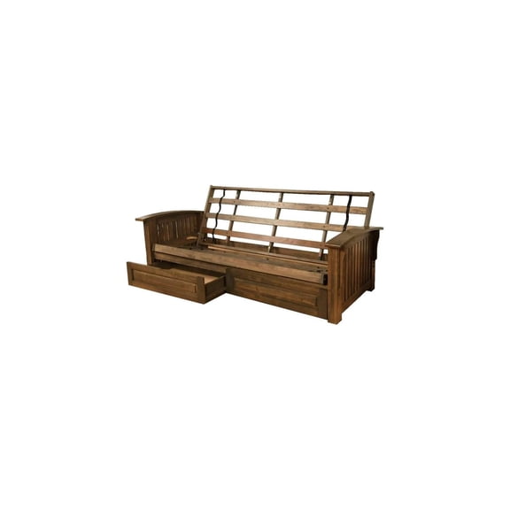 Washington Queen-size Walnut Brown Storage Futon Frame-Mattress Not Included