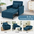 thumbnail image 3 of AECOJOY 3-in-1 Convertible Chair Bed Sleeper & Futon Sofa Bed Chair with Adjustable Backrest and 2 Pillows-Blue, 3 of 8