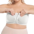thumbnail image 3 of Xingjin Women's Plus Size Front Closure Bandeau Wireless Strapless Half Push Up Bra, Bralette for Large Bust with Support and Everyday Comfort,White,S, 3 of 10