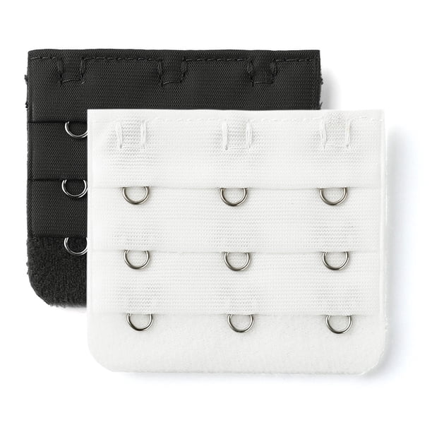 Extensores de tirantes de sujetador elásticos de 3 ganchos y 3 filas, ganchos de hebilla para banda de sujetador para mujeres, negro-blanco 2