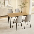 thumbnail image 2 of Modern 4-6 Person Dining Table Set - Wood Grain Top & Black Metal Legs, Kitchen Table & Chairs for Dining Room. Easy Assembly, Beige & Wood Tones., 2 of 8