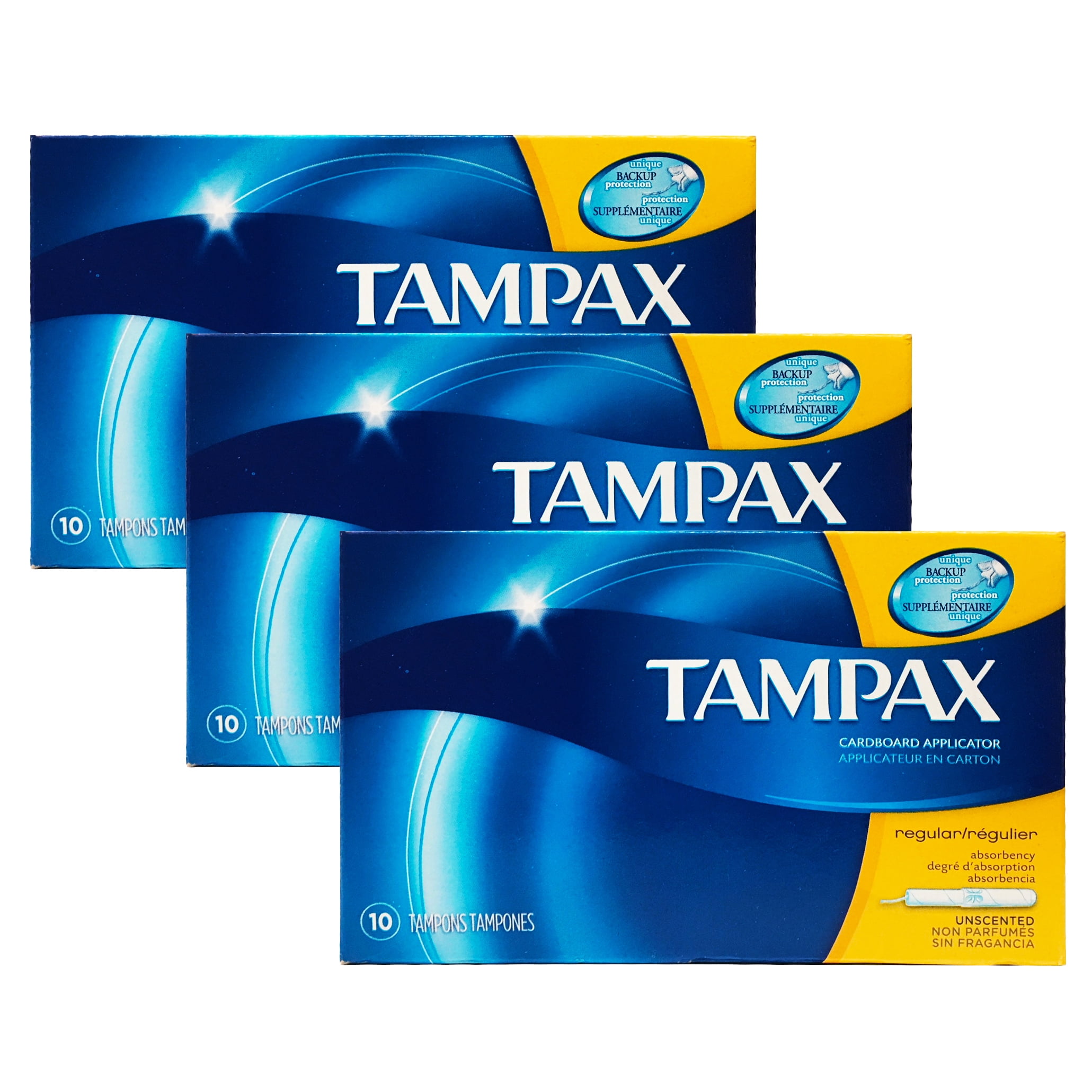 Tampax Cardboard Applicator Unscented Tampons Regular 3 Pack (30 Count