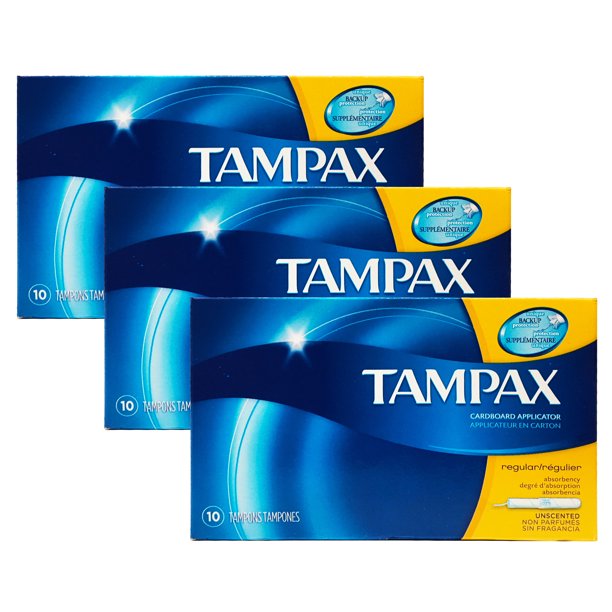 Tampax Cardboard Applicator Unscented Tampons Regular 3 Pack (30 Count)