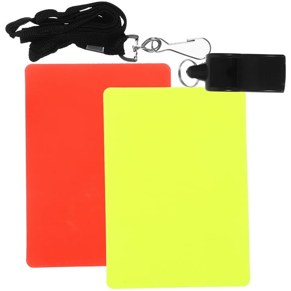 FUEENIRVA PVC Referee Kit with Red Card and Whistle, Compact Soccer Football Officiating Set for Game Officials