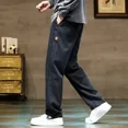 thumbnail image 4 of Pantalones de vestir holgados y finos de verano para hombre, pantalones de trabajo rectos, formales, anchos, sueltos, informales, ropa de calle, pantalones económicos, estéticos y atractivos, 4 of 5