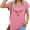 Rose Red, variant on Women's Cowgirl Longhorn Skull Graphic V-Neck Short Sleeve T-Shirt Retro Western Casual Tee Rose Red