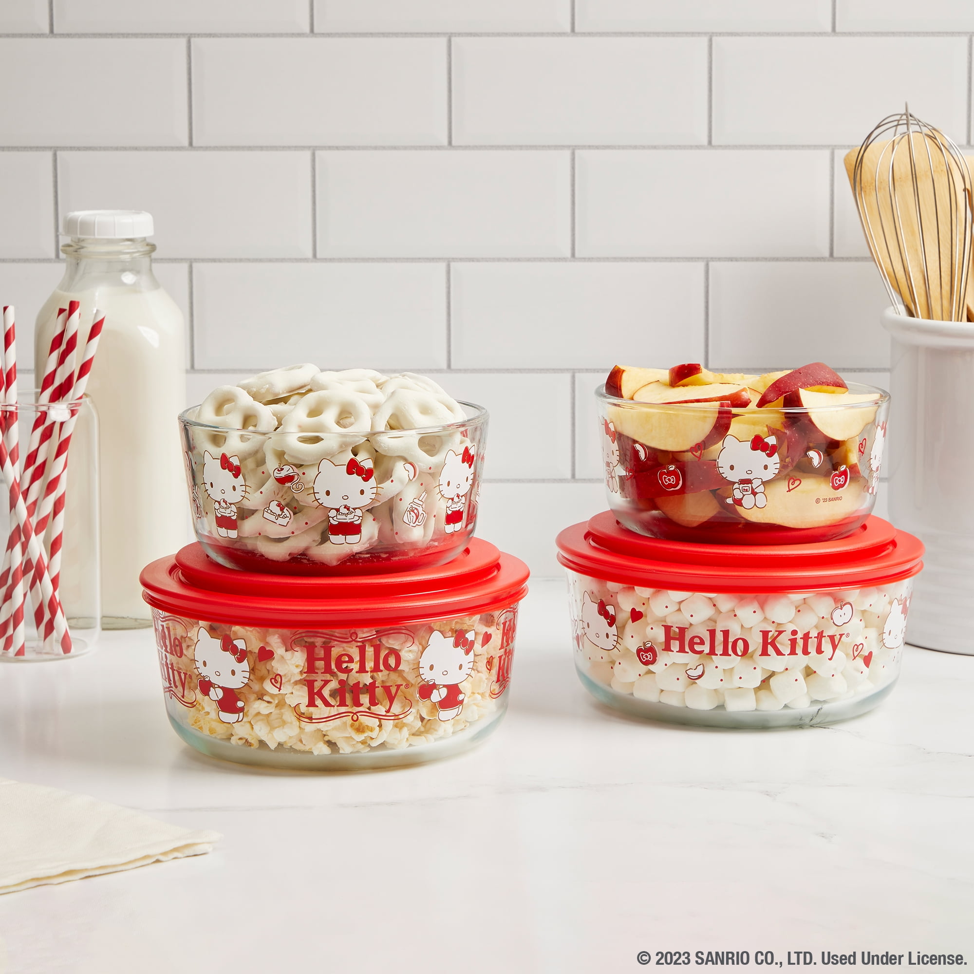 Pyrex 8-Piece Glass Storage Set: Hello Kitty My Favorite Flavor