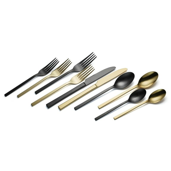 Oneida Allay Mixed 40 Piece Everyday, Service for 8 Flatware Set, 40PC FW, BLACK
