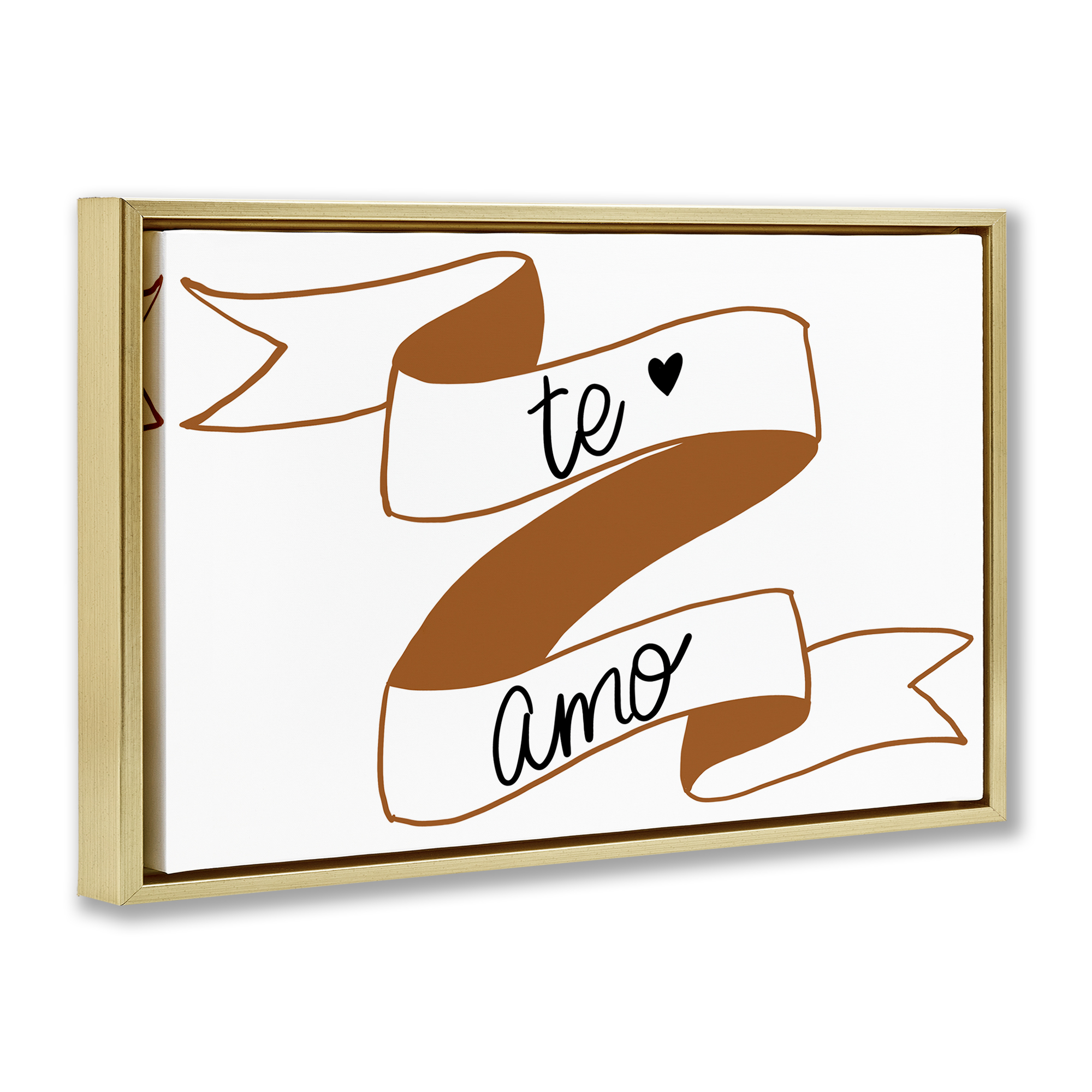 Stupell Industries Te Amo con Cinta Inspirational Quotes & Sayings Painting Gold Floater Framed Art Print Wall Art, 25 x 17