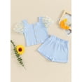 thumbnail image 4 of Musuos Kids Girls Summer Ribbed Outfit 1-5 Years Daisy Print Mesh Short Sleeve T-Shirt and Elastic Shorts Set Cute 2 Piece Clothes, 4 of 10