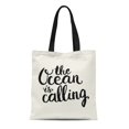thumbnail image 1 of JSDART Sac en Toile Réutilisable Sac de Courses Slogan Phrase Conceptuelle l'Océan Appelle Lettrage pour Sac Abstrait, 1 of 1