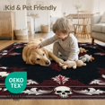 thumbnail image 4 of ODIKA 9'x12' Washable Area Rug Low Pile, Flatwoven, Gothic Skull Movie Motif Spooky Vintage Border Halloween Ghost Horror Refined for Great Room, Indoor Concept, Large Living, 4 of 7