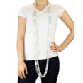 thumbnail image 3 of NYFASHION101® Silver-Tone Beaded Skinny Fishnet Infinity Loop Scarf - White, 3 of 4