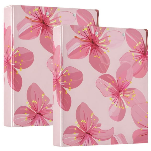 Pink Cherry Blossoms Flower Hardcover 3 Ring Binder 1.5 inch Round Rings with Interior Pockets Binders Organizer Office School 1 Pack