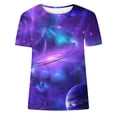thumbnail image 5 of Teissuly Women's Casual Round Neck Sky Printed Short Sleeved Top, 5 of 5