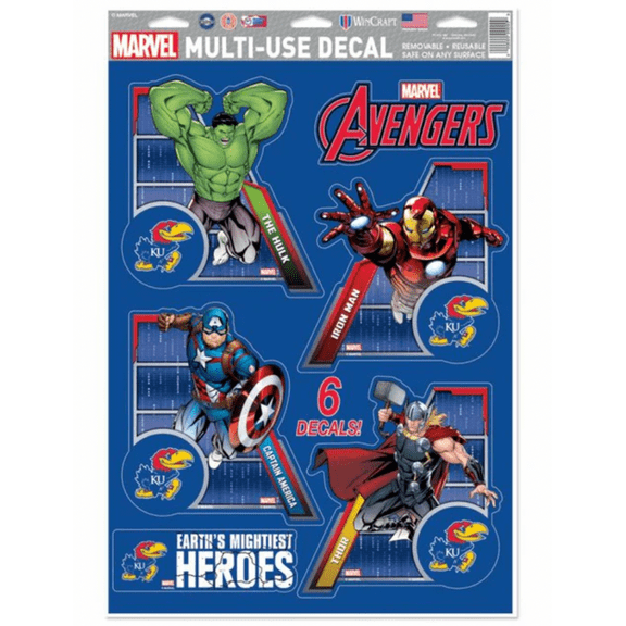 NCAA Kansas Jayhawks Marvel Avengers 11" x 17" Multi-Use Decal