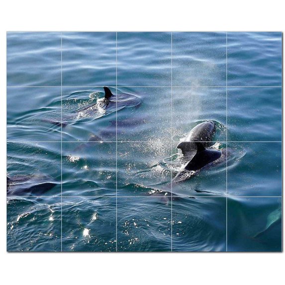 Dolphin Ceramic Tile Mural Kitchen Backsplash Bathroom Shower, 402820-XL54