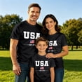 thumbnail image 2 of Confree Child Boys 4Th Of July Tshirts Usa Flag Star Striped Printed Short Sleeved Patriotic July 4Th Shirt Summer Festival Casual Comfortable For Boys Tops Size 5-6 Years Black, 2 of 5