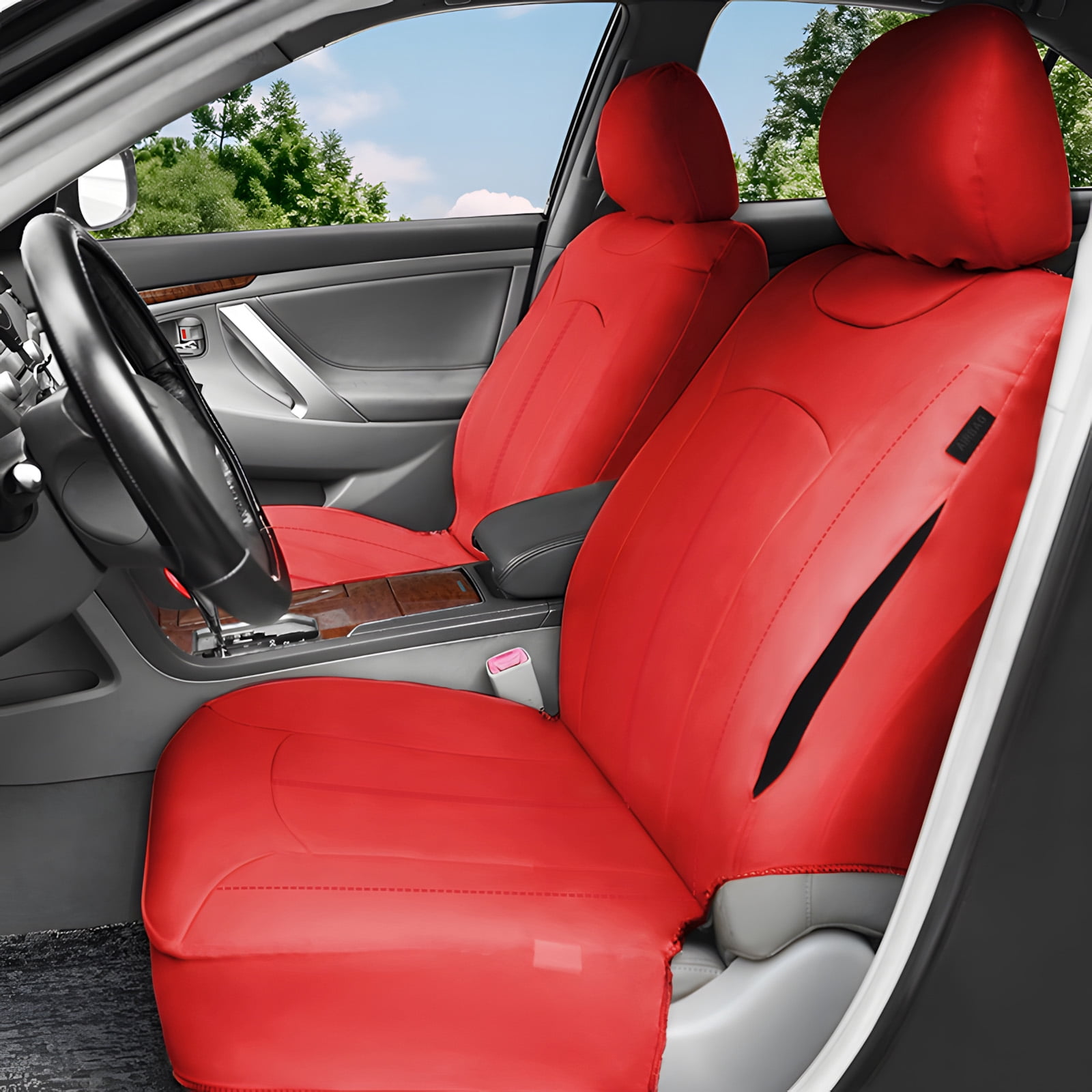 OTOEZ Universal Car Seat Covers Breathable PU Leather & Zipper Design, 5 Seats Full Set Waterproof Cushion Interior Accessories, For Solid Split Bench