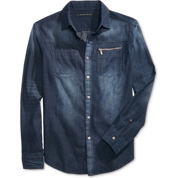 Camisa vaquera Sean John Botones para Hombre Azul XXL