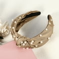 thumbnail image 6 of Unique Bargains Hair Headband Faux Pearl Knotted Headband for Women Girl Khaki 6.69"x4.72"x1.38" Wide Headband, 6 of 7