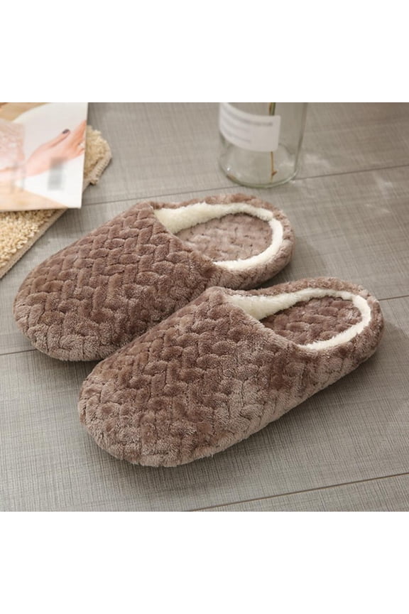 1 Pair Jacquard Soft Bottom Cotton Slippers Non-slip Indoor Cotton Slippers