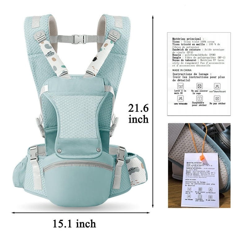 Baby Carrier with Hip Seat for Newborn to Toddler, 6-in-1 Carrier for 0-36 Month Baby, Soft Breathable Sling with Waist Stool and Easily Adjustable Baby Carrier with Hip Seat for Newborn to Toddler, 6-in-1 Carrier for 0-36 Month Baby, Soft Breathable Sling with Waist Stool and Easily Adjustable