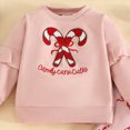 thumbnail image 6 of NOLDARES Infant Baby Girl Fall Clothes Toddler Winter Outfits Ruffle Sleeve Sweatshirts Bell Bottom Pants Headband Set(Light Pink,2-3 Y), 6 of 7