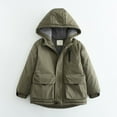 thumbnail image 3 of Efsteb Boy's Jacket Hooded Parka Fleece Lined Coats Winter Warm Coats Casual Zipper Long Sleeve Thermal Outerwear (Army Green,12-13 Years), 3 of 4